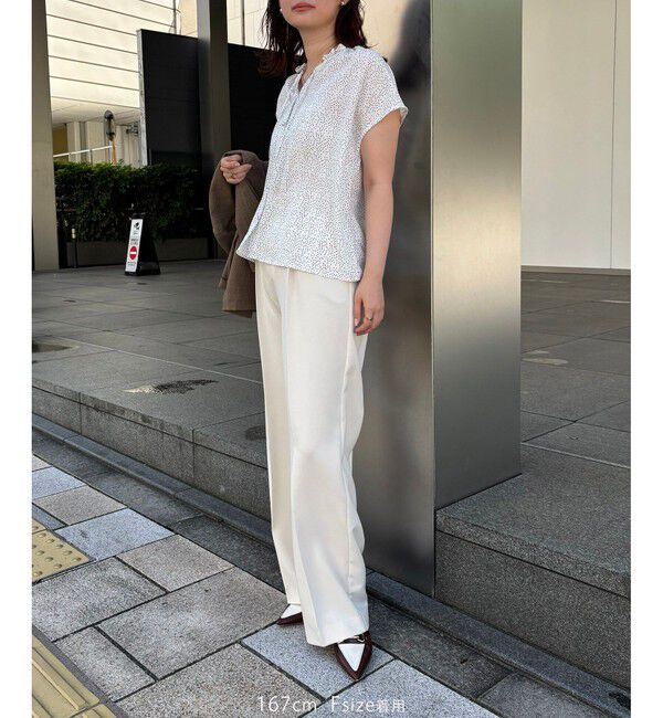 VIS「【WEB限定】ドットフリルネックブラウス/通勤対応」|シャツ・ブラウス|