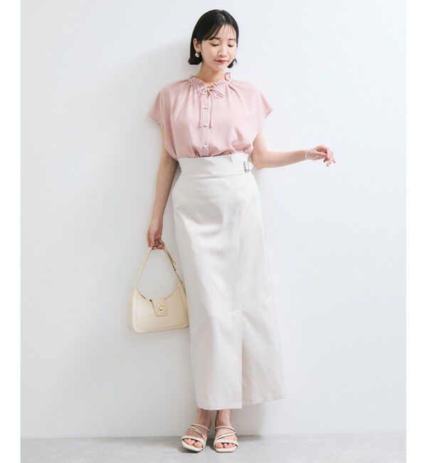 VIS「【WEB限定】ドットフリルネックブラウス/通勤対応」|シャツ・ブラウス|