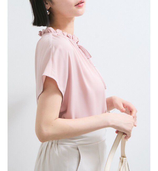 VIS「【WEB限定】ドットフリルネックブラウス/通勤対応」|シャツ・ブラウス|