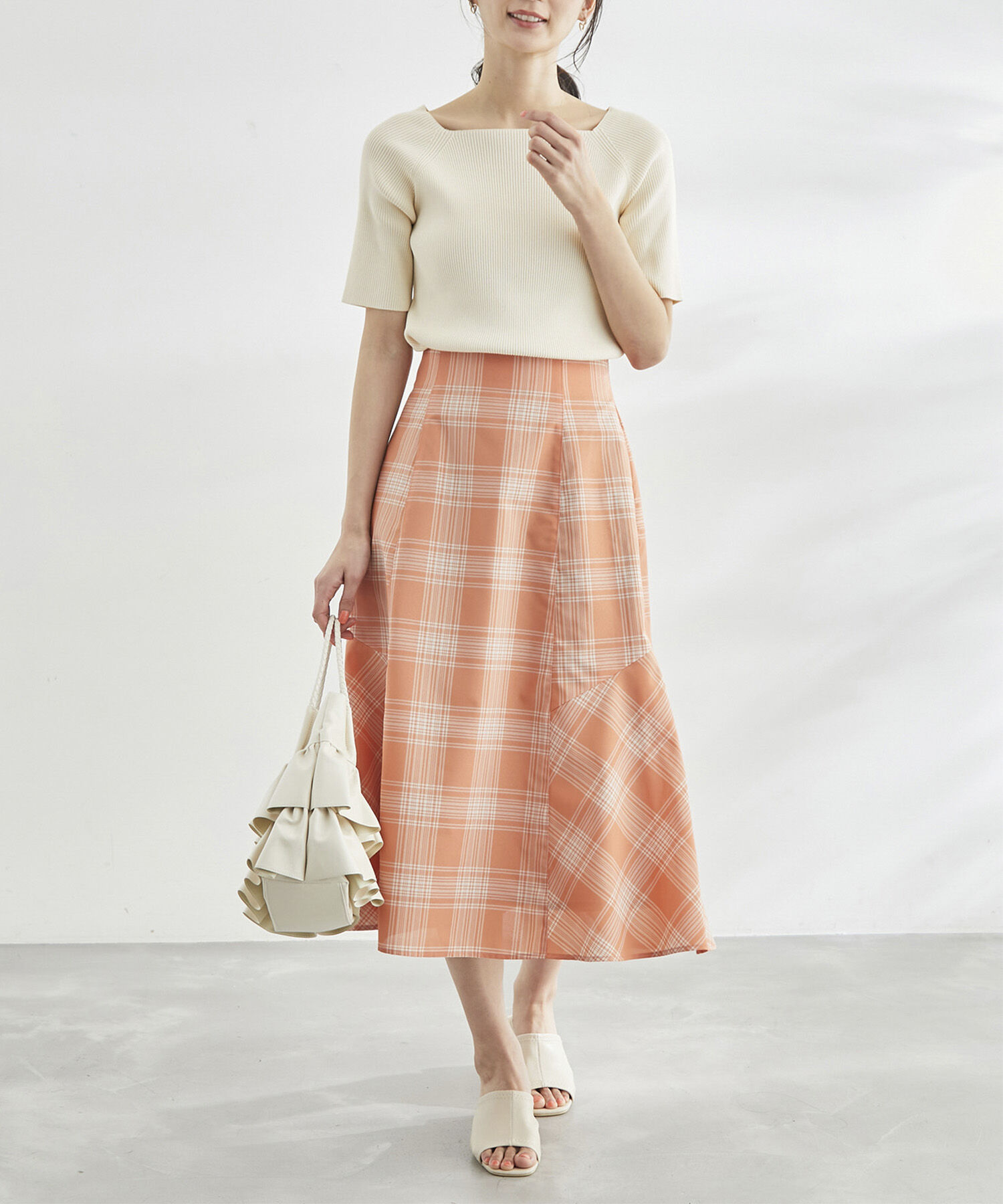 Rope&rsquo;Picnic「Beauty knit/UVカット・洗濯機OK/スクエアネックリブニットプルオーバー」|ニット・セーター|