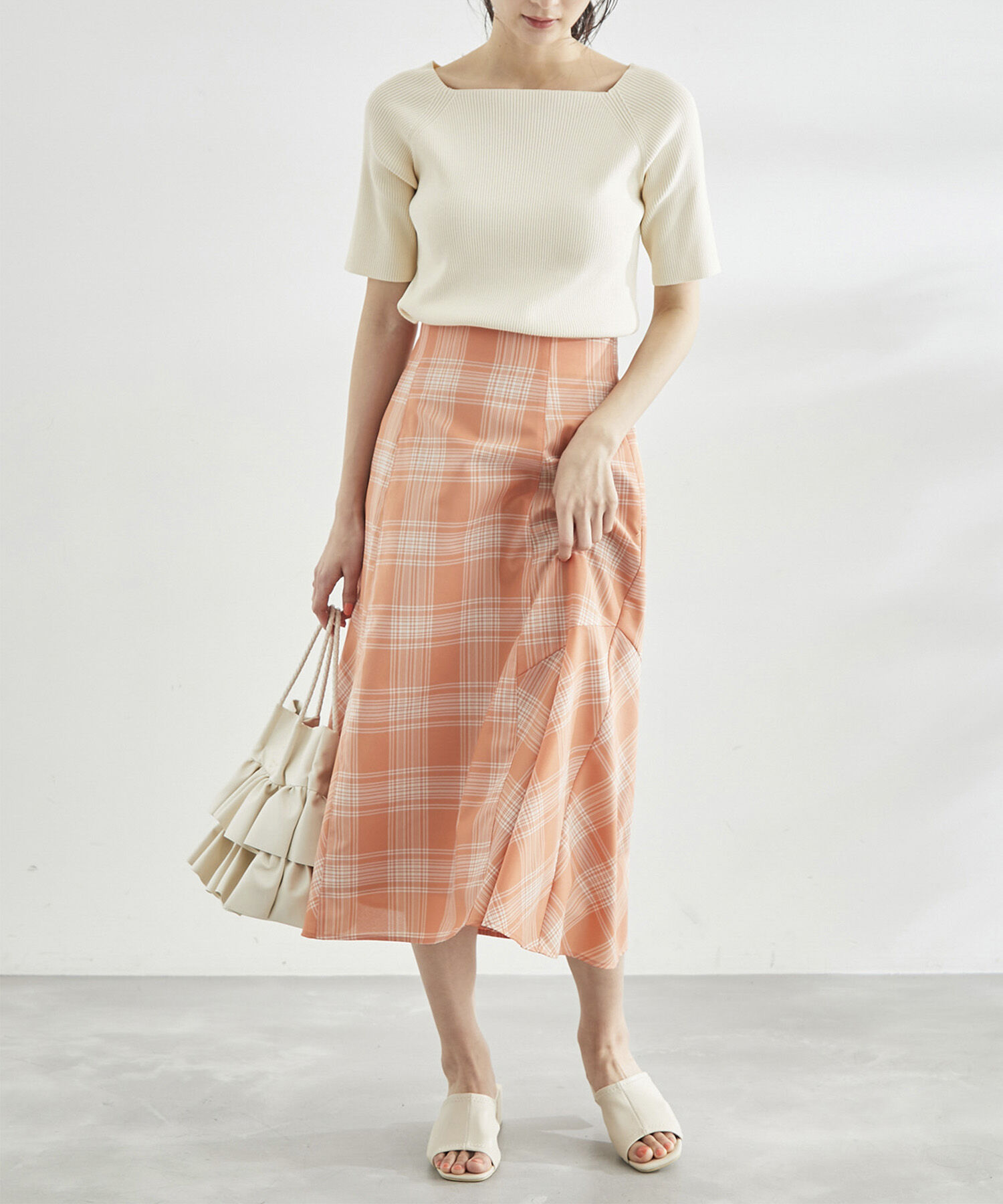 Rope&rsquo;Picnic「Beauty knit/UVカット・洗濯機OK/スクエアネックリブニットプルオーバー」|ニット・セーター|