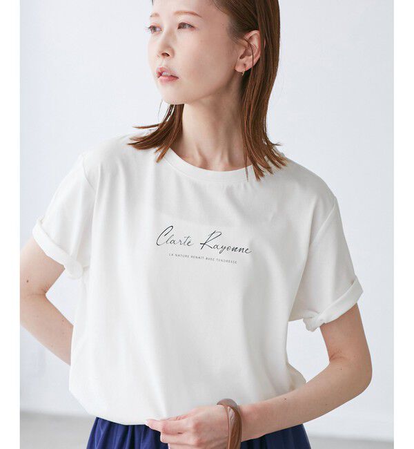 Rope&rsquo;Picnic「【UVカット・汗染み加工・接触冷感】手描き風ロゴプリントTシャツ」|Tシャツ・カットソー|