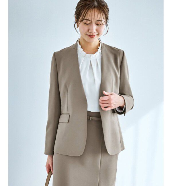 Rope&rsquo;Picnic「360&deg;ウルトラストレッチ ノーカラージャケット/UVカット・花粉ガード・セットアップ対応」|ノーカラージャケット|