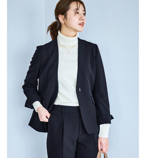 Rope&rsquo;Picnic「360&deg;ウルトラストレッチ ノーカラージャケット/UVカット・花粉ガード・セットアップ対応」|ノーカラージャケット|