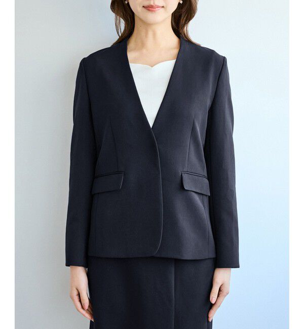 Rope&rsquo;Picnic「360&deg;ウルトラストレッチ ノーカラージャケット/UVカット・花粉ガード・セットアップ対応」|ノーカラージャケット|