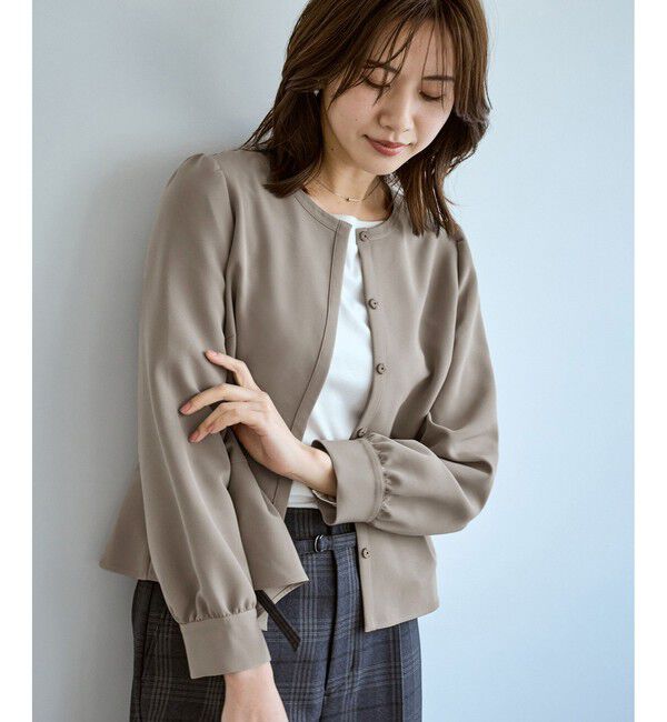 Rope&rsquo;Picnic「【WEB限定】360&deg;ウルトラストレッチ 羽織れるペプラムブラウス/ 花粉ガード・セットアップ対応」|シャツ・ブラウス|