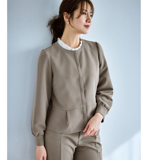 Rope&rsquo;Picnic「【WEB限定】360&deg;ウルトラストレッチ 羽織れるペプラムブラウス/ 花粉ガード・セットアップ対応」|シャツ・ブラウス|