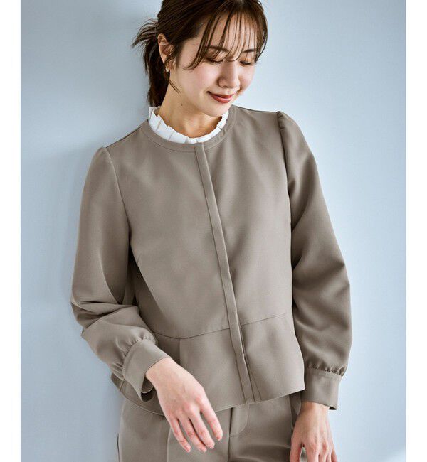 Rope&rsquo;Picnic「【WEB限定】360&deg;ウルトラストレッチ 羽織れるペプラムブラウス/ 花粉ガード・セットアップ対応」|シャツ・ブラウス|