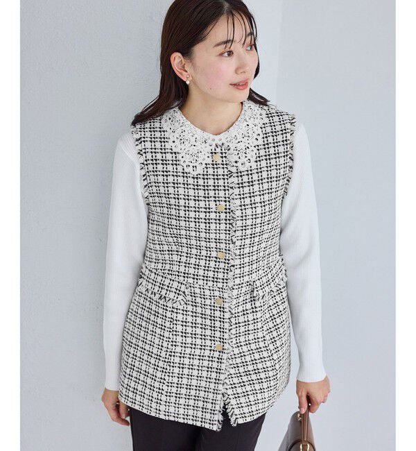 Rope&rsquo;Picnic「【WEB限定カラー】ツイード金ボタンジレベスト/セレモニー対応・リンクコーデ」|ベスト・ジレ|