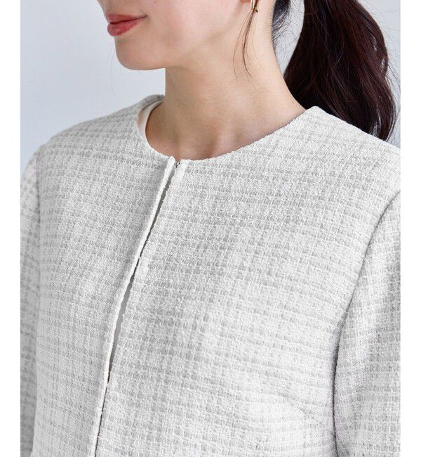 Rope&rsquo;Picnic「【WEB限定カラー】ツイードフレアジャケット/セレモニー対応・リンクコーデ」|ノーカラージャケット|