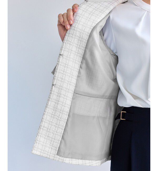 Rope&rsquo;Picnic「【WEB限定カラー】ツイードフレアジャケット/セレモニー対応・リンクコーデ」|ノーカラージャケット|