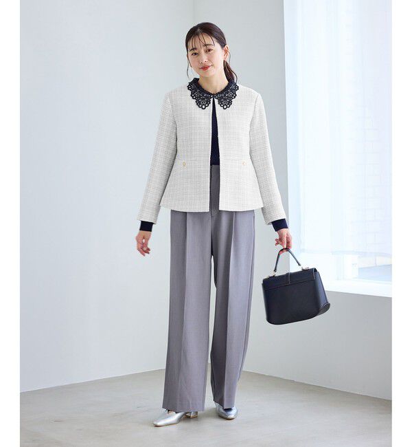 Rope&rsquo;Picnic「【WEB限定カラー】ツイードフレアジャケット/セレモニー対応・リンクコーデ」|ノーカラージャケット|