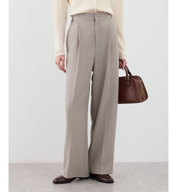 Rope&rsquo;Picnic「【WEB限定・丈長め】クリアツイルサイドベルトワイドパンツ/セレモニー・セットアップ対応」|チノ|