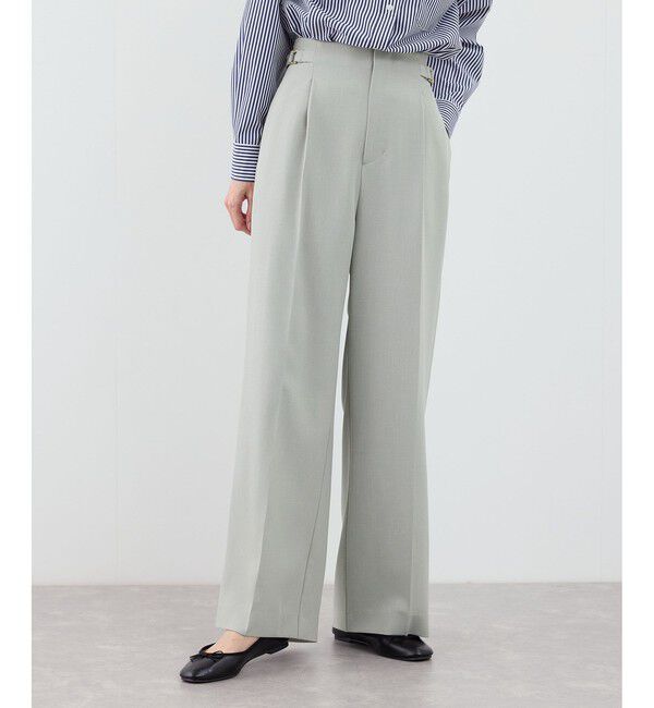 Rope&rsquo;Picnic「【WEB限定・丈長め】クリアツイルサイドベルトワイドパンツ/セレモニー・セットアップ対応」|チノ|