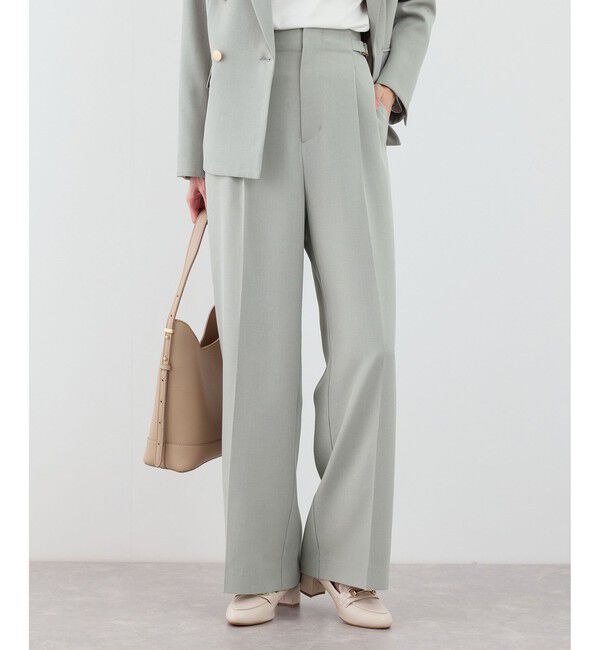 Rope&rsquo;Picnic「【WEB限定・丈長め】クリアツイルサイドベルトワイドパンツ/セレモニー・セットアップ対応」|チノ|