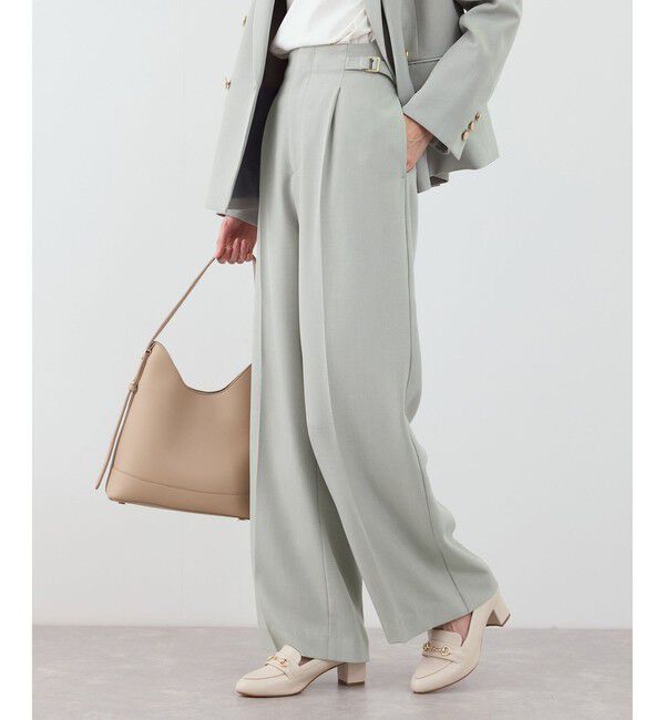 Rope&rsquo;Picnic「【WEB限定・丈長め】クリアツイルサイドベルトワイドパンツ/セレモニー・セットアップ対応」|チノ|