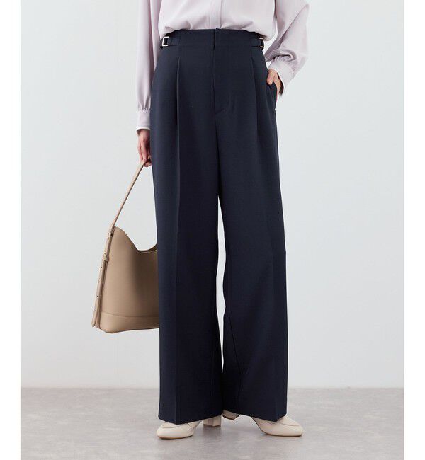 Rope&rsquo;Picnic「【WEB限定・丈長め】クリアツイルサイドベルトワイドパンツ/セレモニー・セットアップ対応」|チノ|