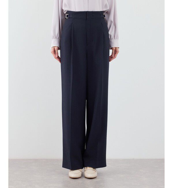 Rope&rsquo;Picnic「【WEB限定・丈長め】クリアツイルサイドベルトワイドパンツ/セレモニー・セットアップ対応」|チノ|