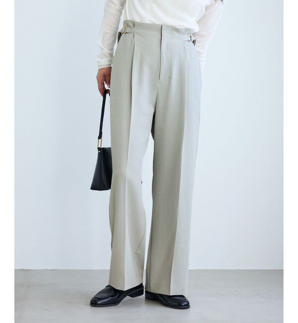 Rope&rsquo;Picnic「クリアツイルワイドパンツ/セレモニー・セットアップ対応」|チノ|グリーンサブ(35)