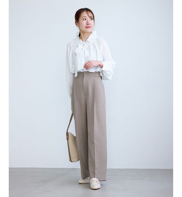 Rope&rsquo;Picnic「【低身長・小柄さんサイズ】クリアツイルワイドパンツ/セレモニー・セットアップ対応」|チノ|