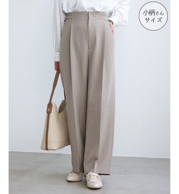 Rope&rsquo;Picnic「【低身長・小柄さんサイズ】クリアツイルワイドパンツ/セレモニー・セットアップ対応」|チノ|ベージュ系(29)
