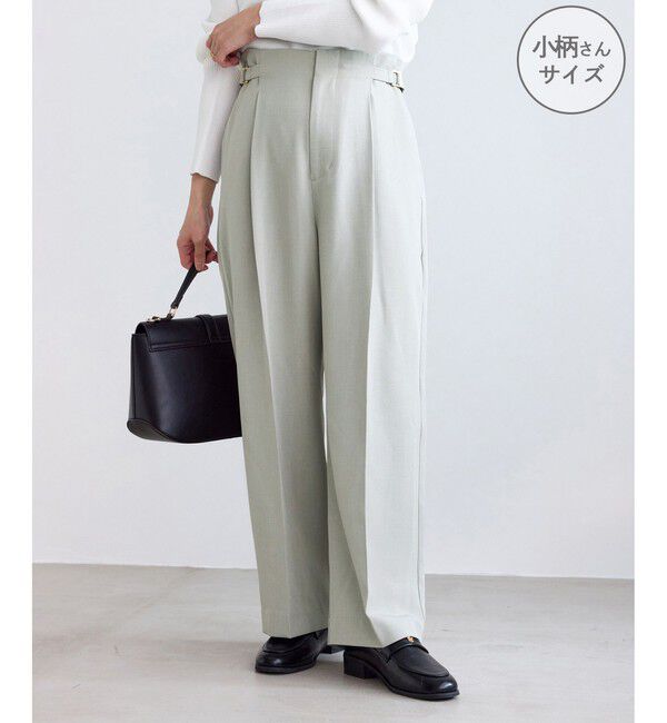 Rope&rsquo;Picnic「【低身長・小柄さんサイズ】クリアツイルワイドパンツ/セレモニー・セットアップ対応」|チノ|グリーンサブ(35)