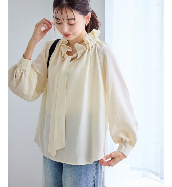 Rope&rsquo;Picnic「ネックコンシャスデザインシャツ/イージーケア」|シャツ・ブラウス|クリーム(83)