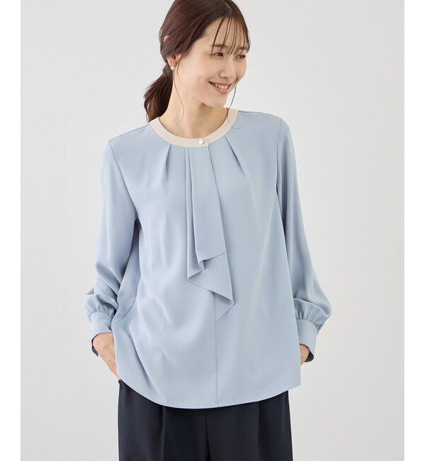 Rope&rsquo;Picnic「【WEB限定サイズ】配色アソートボウタイフウブラウス」|シャツ・ブラウス|サックス(48)