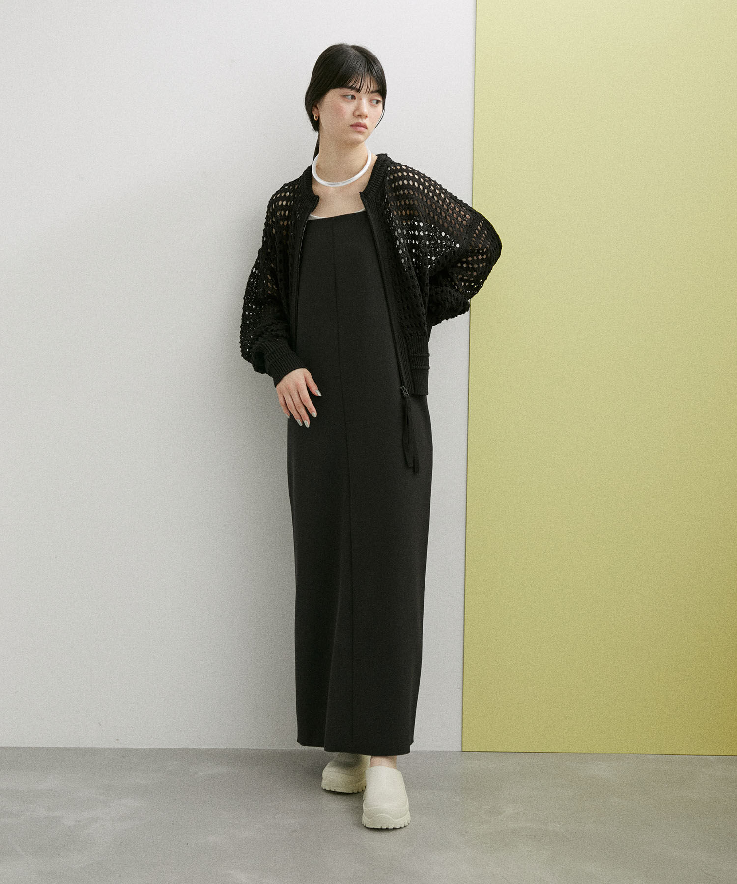 ADAM ET ROPE'「【WEB限定】メッシュニットブルゾン」|カーディガン|