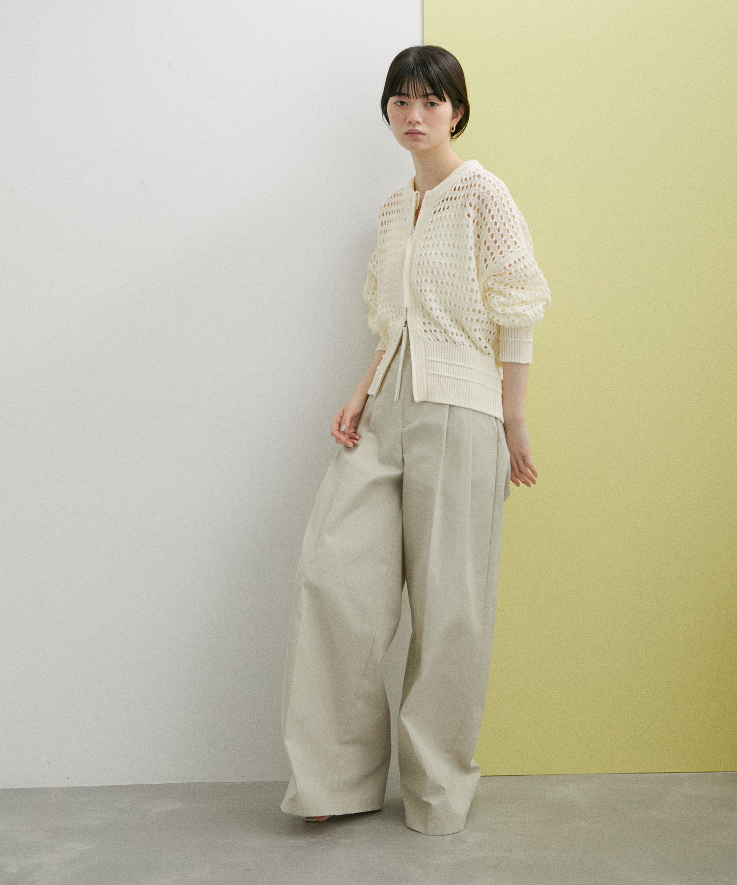 ADAM ET ROPE'「【WEB限定】メッシュニットブルゾン」|カーディガン|