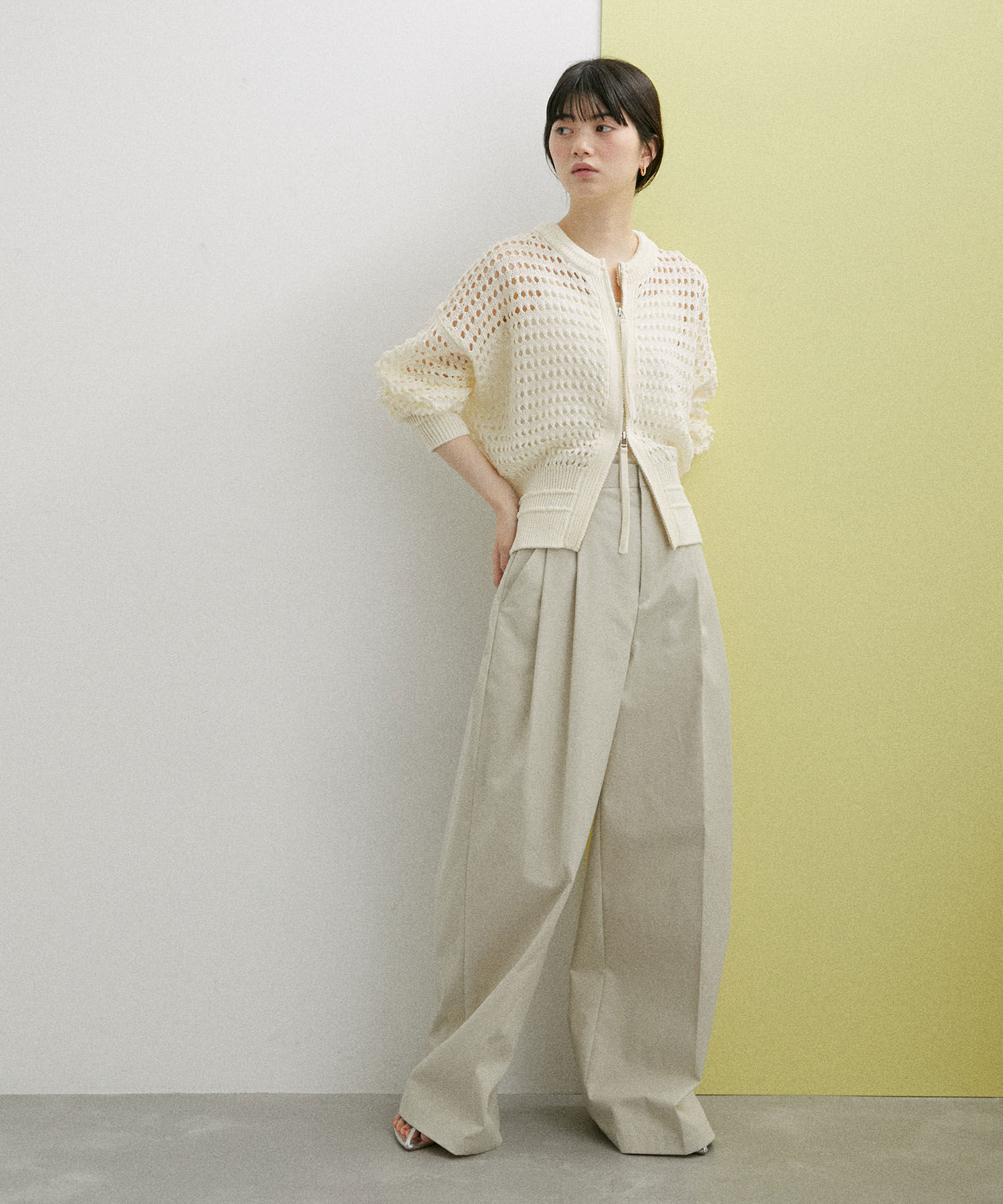 ADAM ET ROPE'「【WEB限定】メッシュニットブルゾン」|カーディガン|