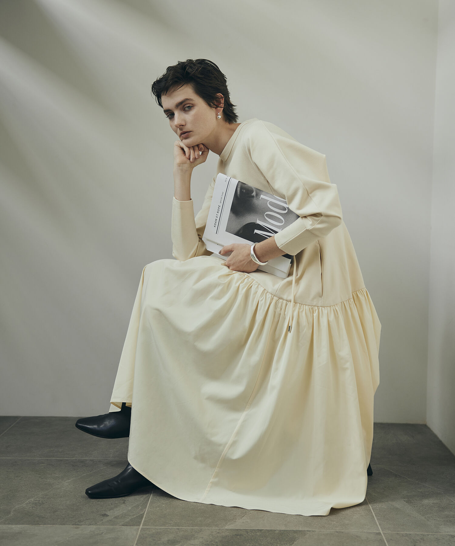 ADAM ET ROPE'「【サステナブル】タフタコンビワンピース」|ワンピース|