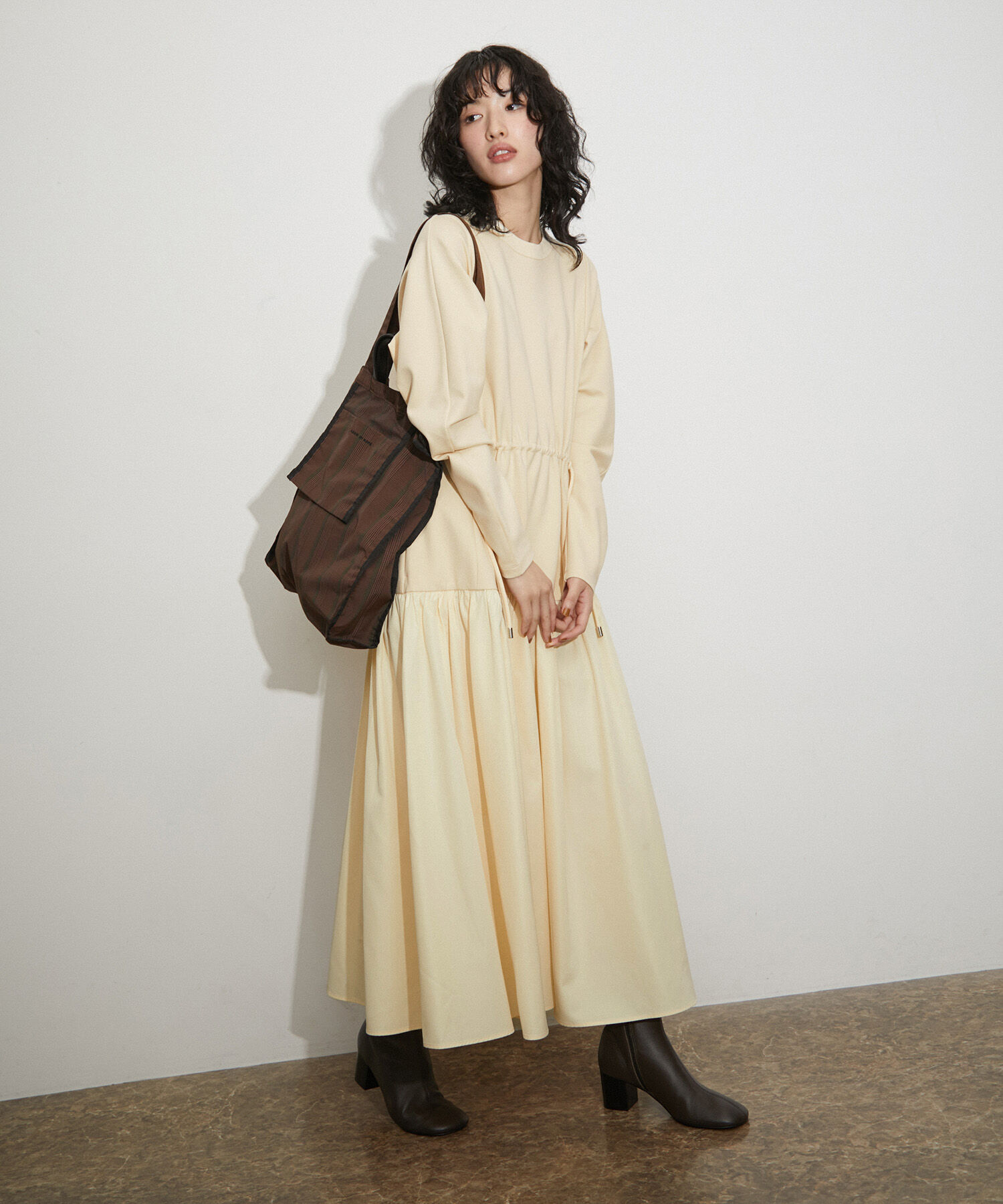 ADAM ET ROPE'「【サステナブル】タフタコンビワンピース」|ワンピース|