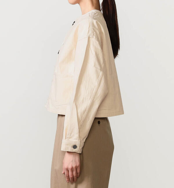 DANTON「DANTON | カツラギコットン ノーカラーショートジャケット WOMEN」|ノーカラージャケット|