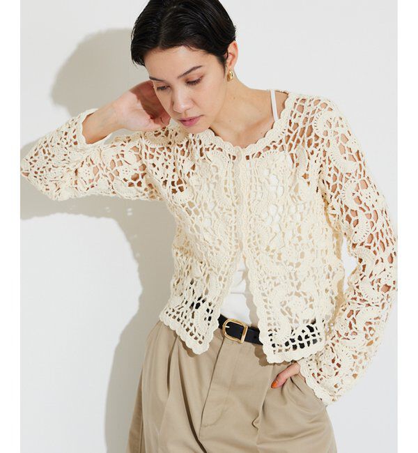  「【THE PAUSE】クロシェニットカーディガン」|ニット・セーター|