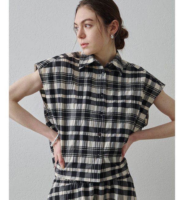  「【Drawing Numbers】チェックジャガードフレンチシャツ」|シャツ・ブラウス|