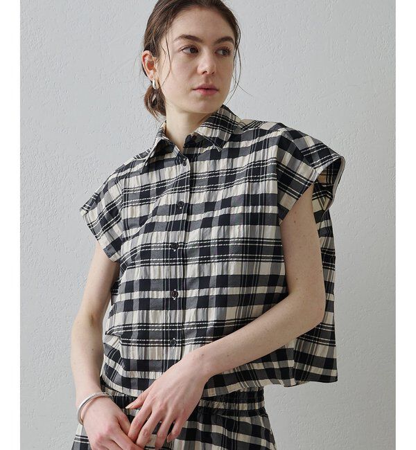  「【Drawing Numbers】チェックジャガードフレンチシャツ」|シャツ・ブラウス|
