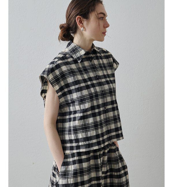  「【Drawing Numbers】チェックジャガードフレンチシャツ」|シャツ・ブラウス|