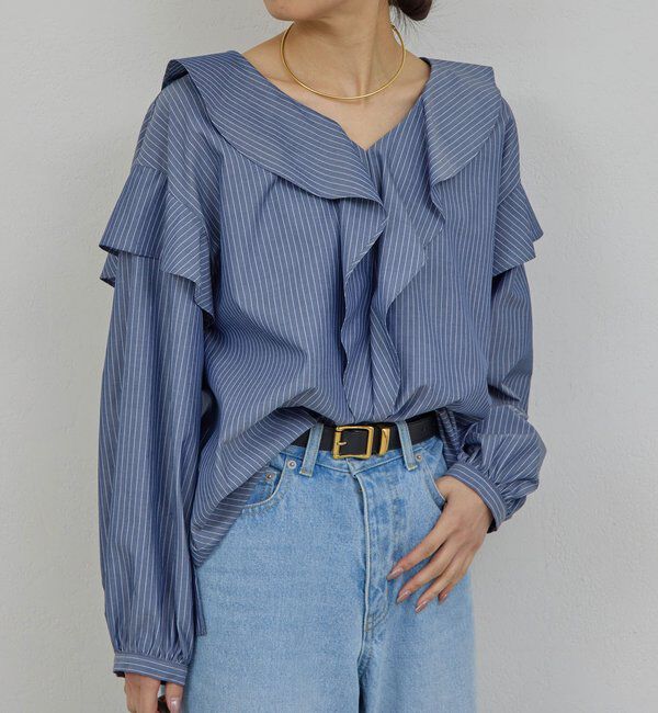  「【手洗い可】ラッフルフリルブラウス」|シャツ・ブラウス|