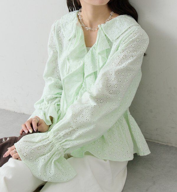  「フラワー刺繍フリルブラウス」|シャツ・ブラウス|