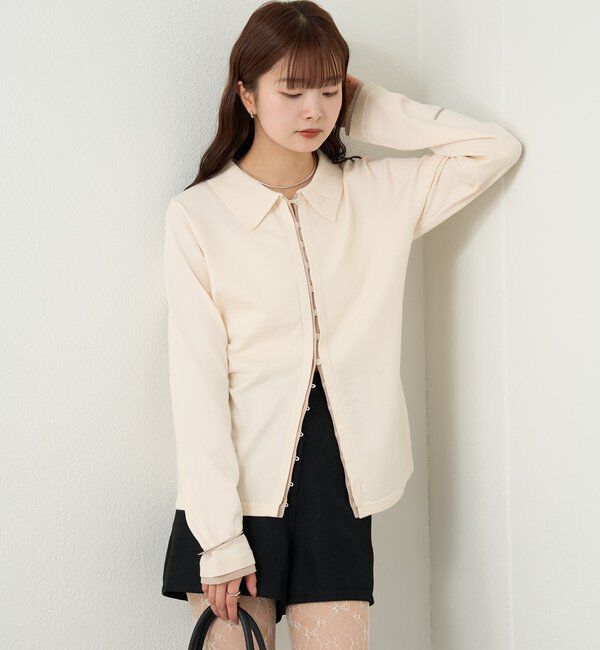  「長袖ポロニット」|カーディガン|