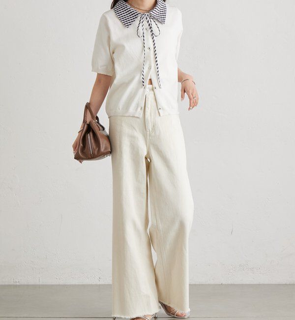  「ギンガムチェック襟付きカーディガン」|カーディガン|