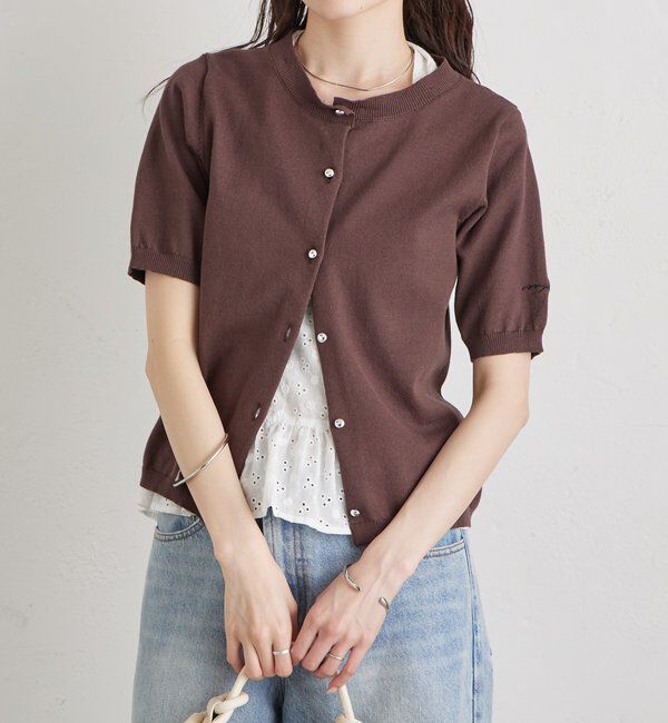  「ギンガムチェック襟付きカーディガン」|カーディガン|