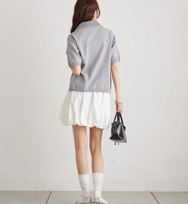  「ギンガムチェック襟付きカーディガン」|カーディガン|