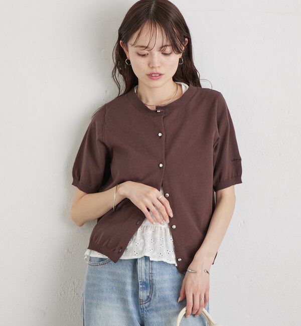  「ギンガムチェック襟付きカーディガン」|カーディガン|