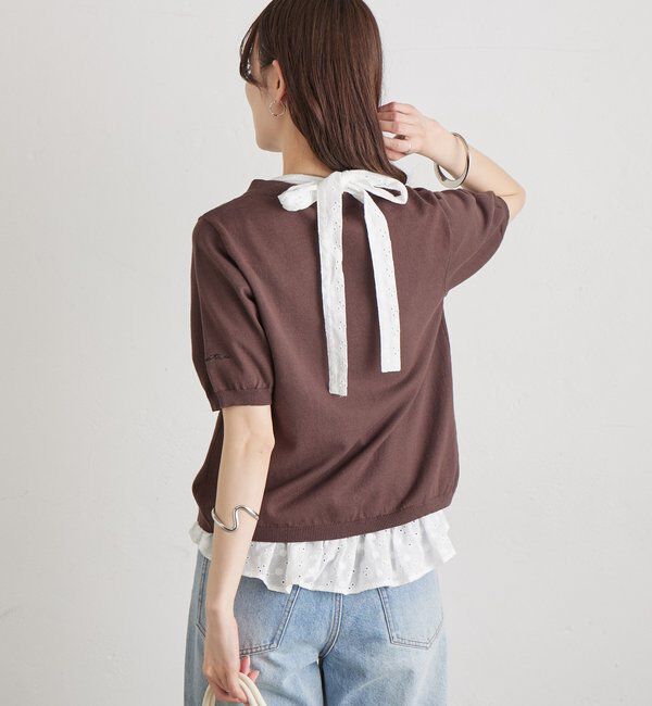  「ギンガムチェック襟付きカーディガン」|カーディガン|