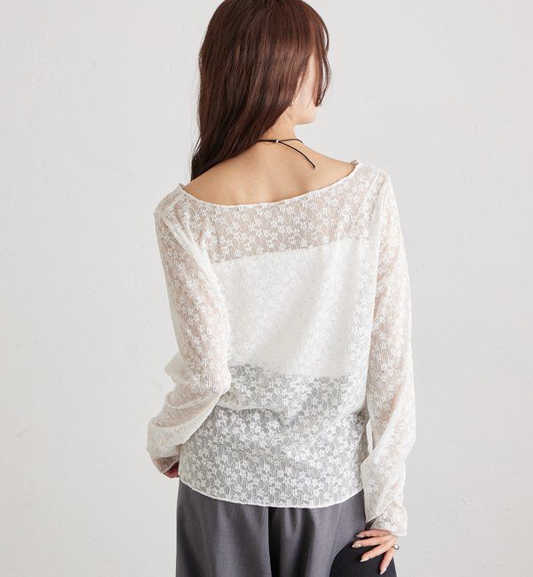  「シャイニーレースロングTシャツ」|Tシャツ・カットソー|