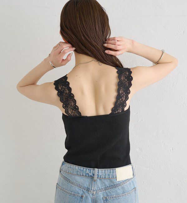  「パット付きVレースタンクトップ」|キャミソール|