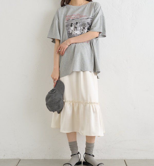  「サテンティアードミドルスカート」|スカート|