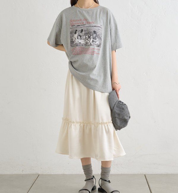  「サテンティアードミドルスカート」|スカート|